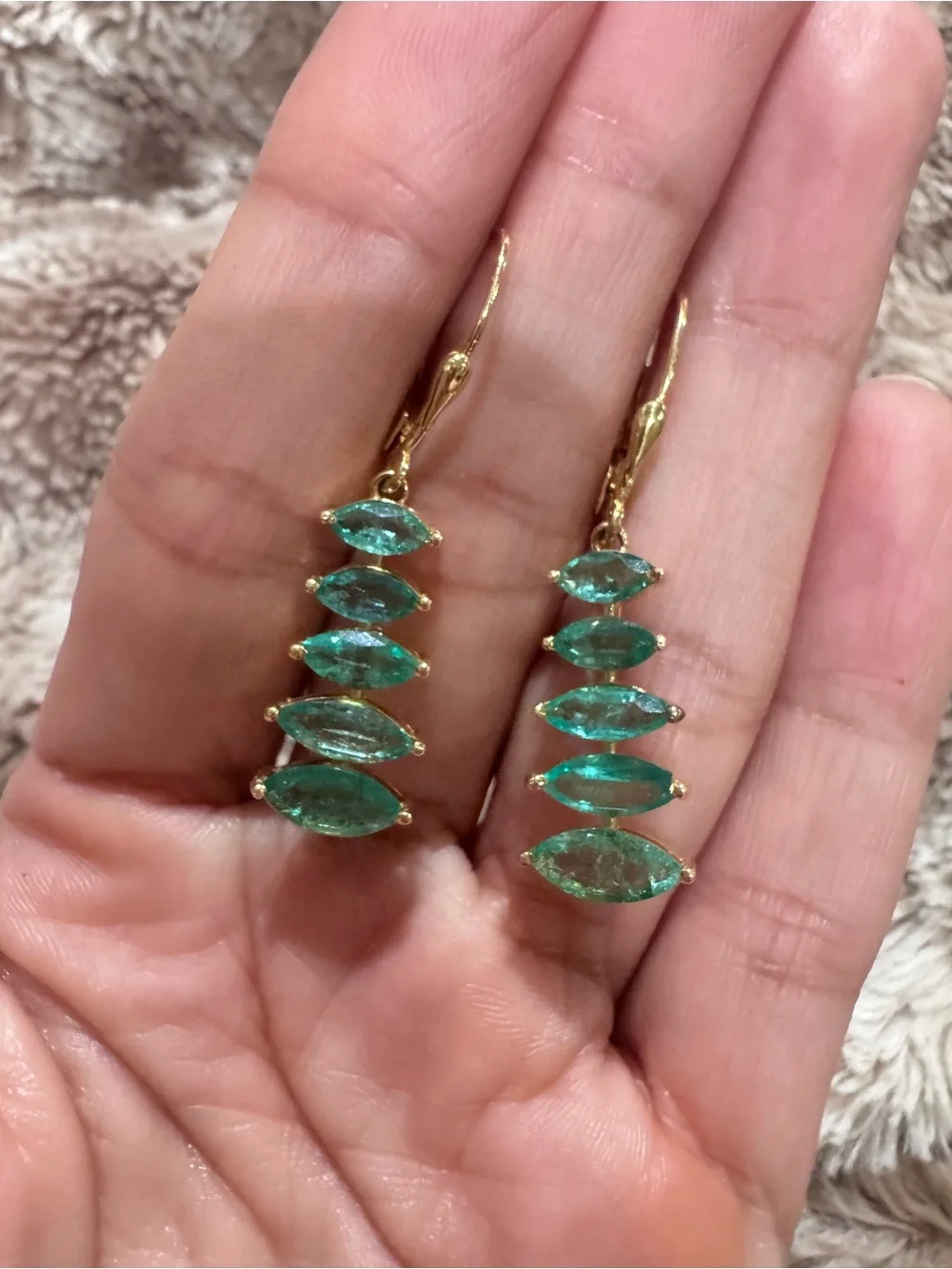 Certified 14K Natural Emerald Dangle Earrings 4.08 CTW Marquise Cut Leverback - Picture 9 of 13